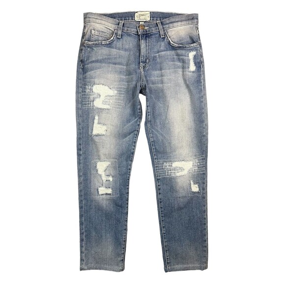 Current Elliott The Fling Slim Boyfriend Jeans  26  Super Vintage Repair Wash #2 - Picture 1 of 13